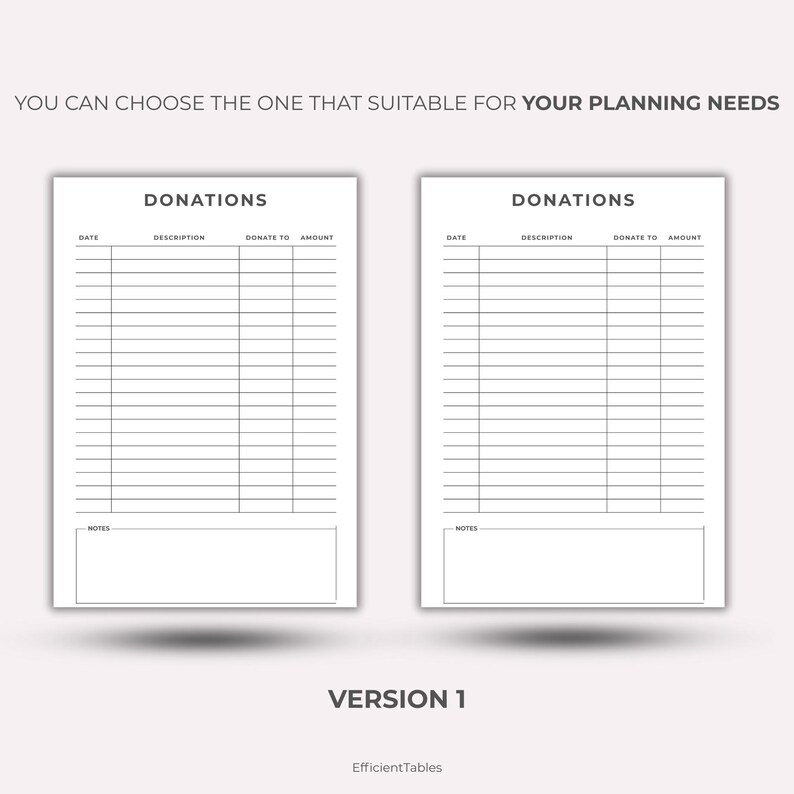 Contribution Log Sample Donation Tracker Printable Template for Charitable Giving and ...
