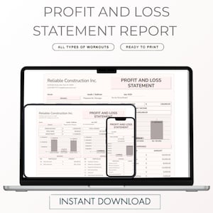 Profit and Loss Statement Report Template, Google Sheets Bookkeeping Spreadsheet, Income Expense Tracker, P&L Sheet for Small Business
