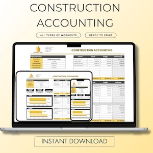 Construction Accounting, Contractor Budget Spreadsheet, Project Expense Tracker, Google Sheets Finance Management Tool for Contractors