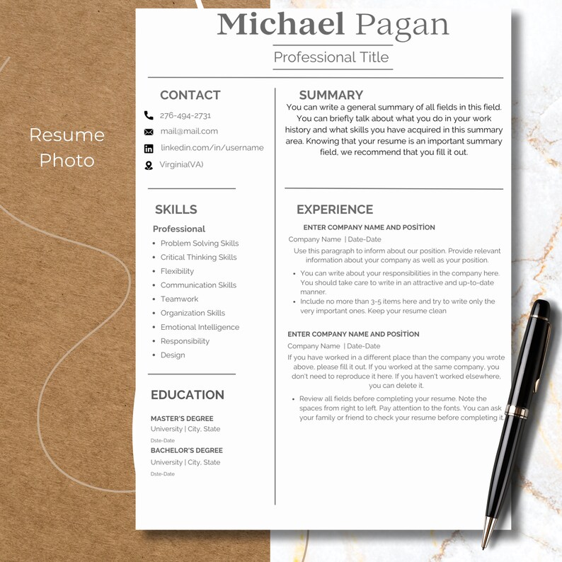 ATS Friendly Resume Template Canva Template Minimalist and Simple ATS Friendly Resume Template Canva Template Minimalist and Simple