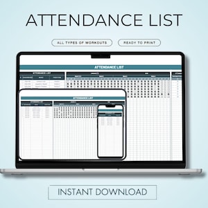Attendance Tracker Google Sheets Template | Printable Colorful Attendance Log | Student Teacher Staff Chart | Instant Digital Download
