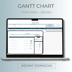 Gantt Chart Google Sheets Excel Spreadsheet, Project Planner, Task Tracker, Project Management Template, Automated Timeline