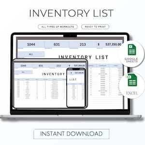 Inventory List Template, Google Sheets Inventory Tracker, Inventory Log, Small Business Stock Management, Order & Product Tracker