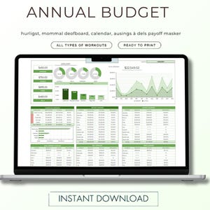 Annual Budget Template, Google Sheets Budget Spreadsheet, Monthly Yearly Planner, Financial Tracker, Excel Alternative, Editable Format