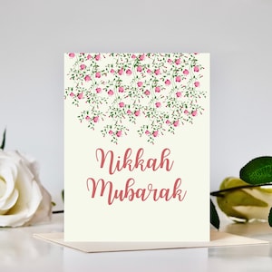 Cartão Nikkah Mubarak - Floral