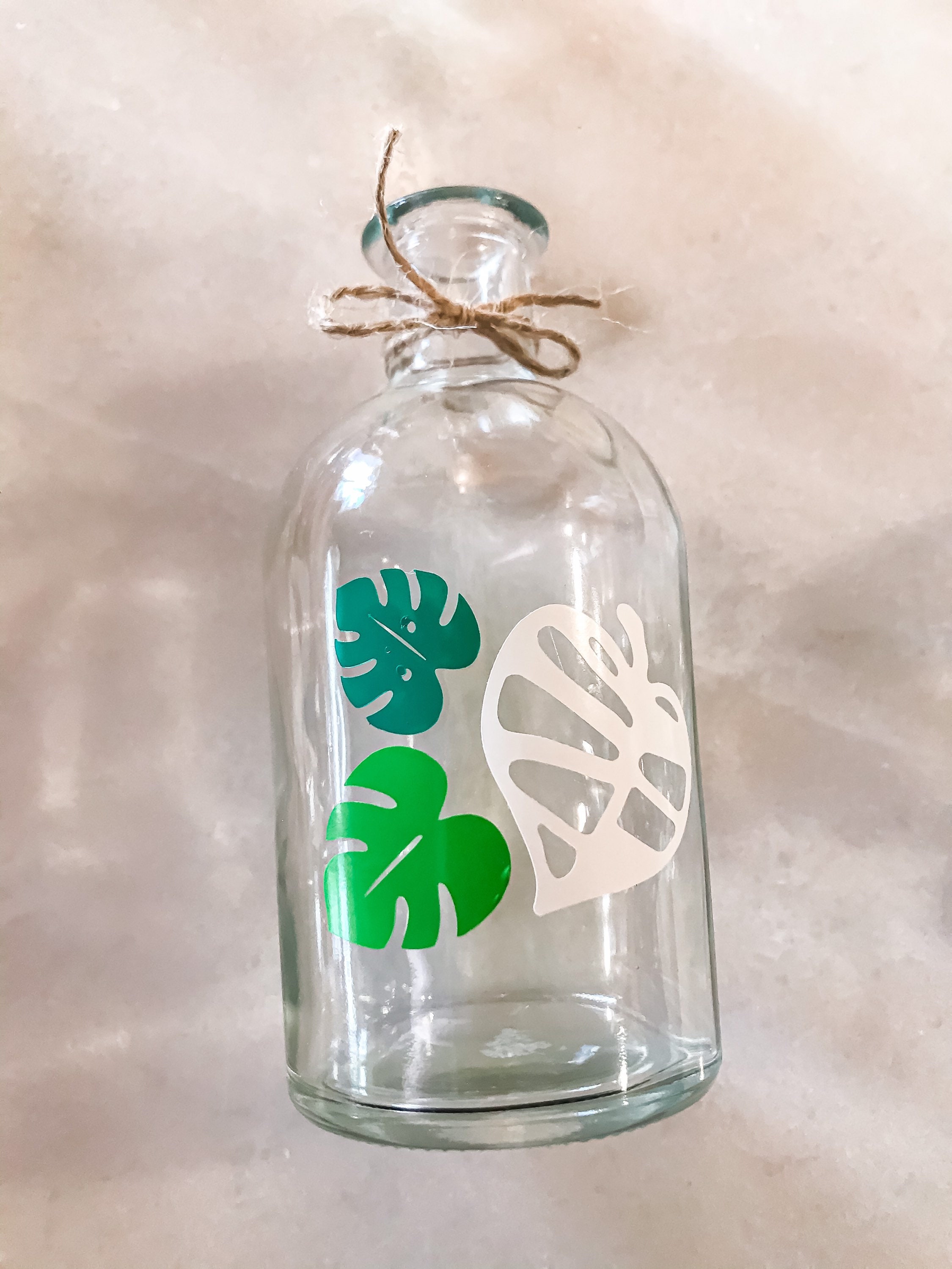 Clear Glass Propagation Bottle with Monstera Leaves Etsy.de