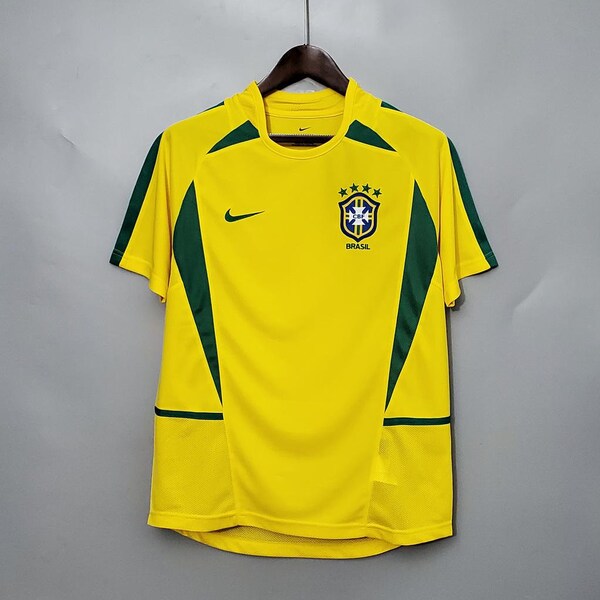 Brazil Retro 2002 Jersey,  World Cup Soccer Jersey, Brazil Football Vintage Jersey, Rivaldo, Ronaldo, Ronaldinho Jersey Brazil World Cup