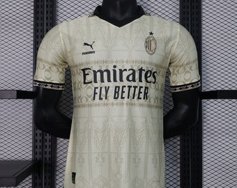 Retro AC Milan Beige Soccer Jersey- Special Edition Soccer Jersey, Trikot Gift for Men AC Milan Beige Soccer Jersey