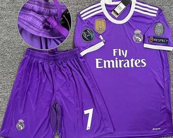 Maillot Real Madrid extérieur saison 2016-2017 rétro, maillot rétro Ronaldo n° 7, ensemble de maillots de football à manches courtes de la Ligue des champions