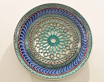 Unique Ceramic Mirror Plate, Decorative Hanging Plate, Ceramic Plate Mirror, Turkısh Plate, Geometric Pattern,  Wall Art, Ceramic Carving