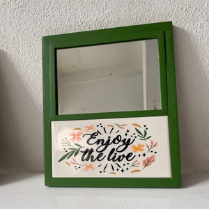 Wall Decor, Funky Mirror, Art Deco Wall Mirror, Unique  Gift, Tile Mirror, Unique Mirror, Home Decor, Wooden frame mirror