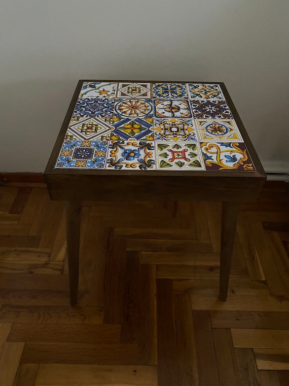 Coffe and Table, Mexican Tile Table, Wooden Coffe Table, Tiled