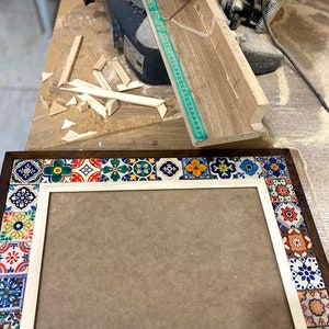 Mexican Tile Mirror, Bohemian Mirror, Mexican Tile, Mosaic Mirror, Mexican Talavera Tile, Talavera Mirror, Art Deco Wall Mirror, Wall Art image 8