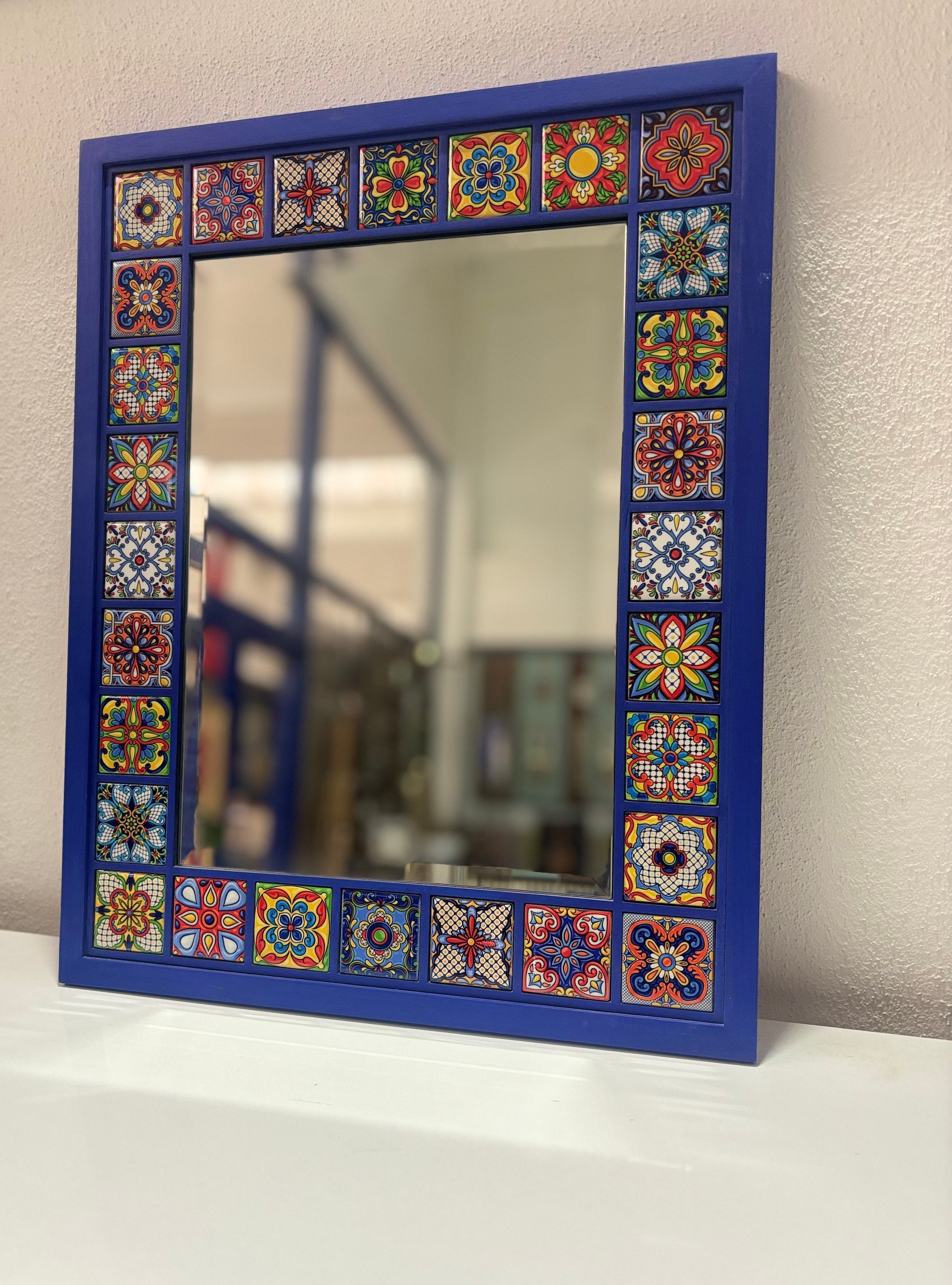 Handmade Tile Mirror: Bohemian Mosaic Wooden Frame - Etsy, image size:2157x2910