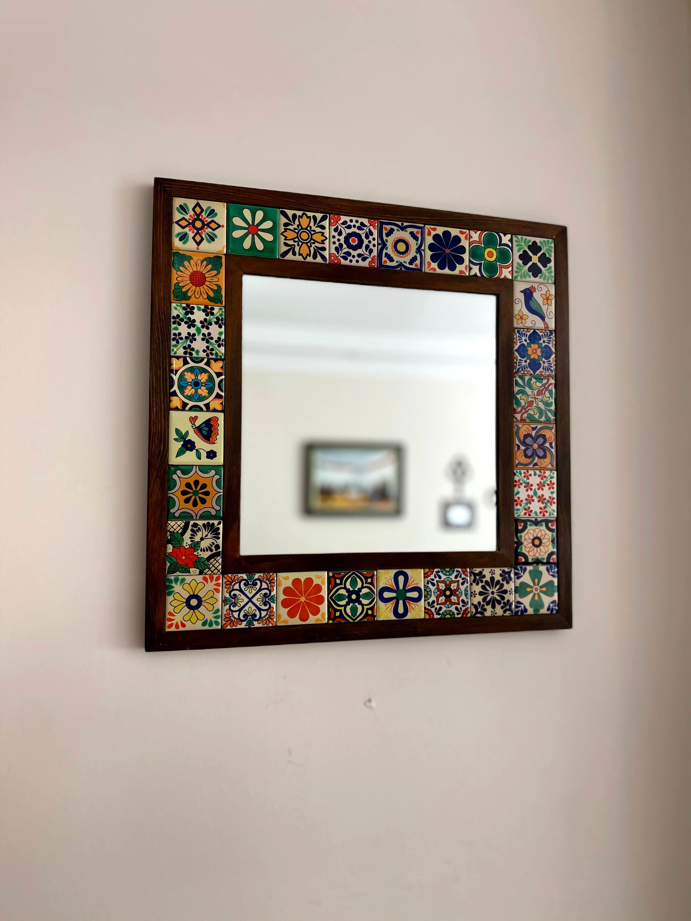 Mexican Mirror Unique Mirror Bohemian Mirror Mosaic Mirror Etsy