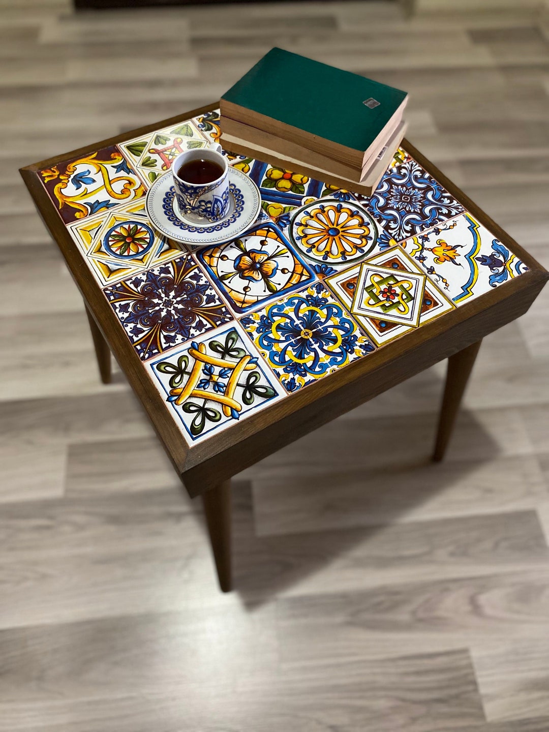 Coffe and Table, Mexican Tile , Wooden Coffe Table, Bedside Table