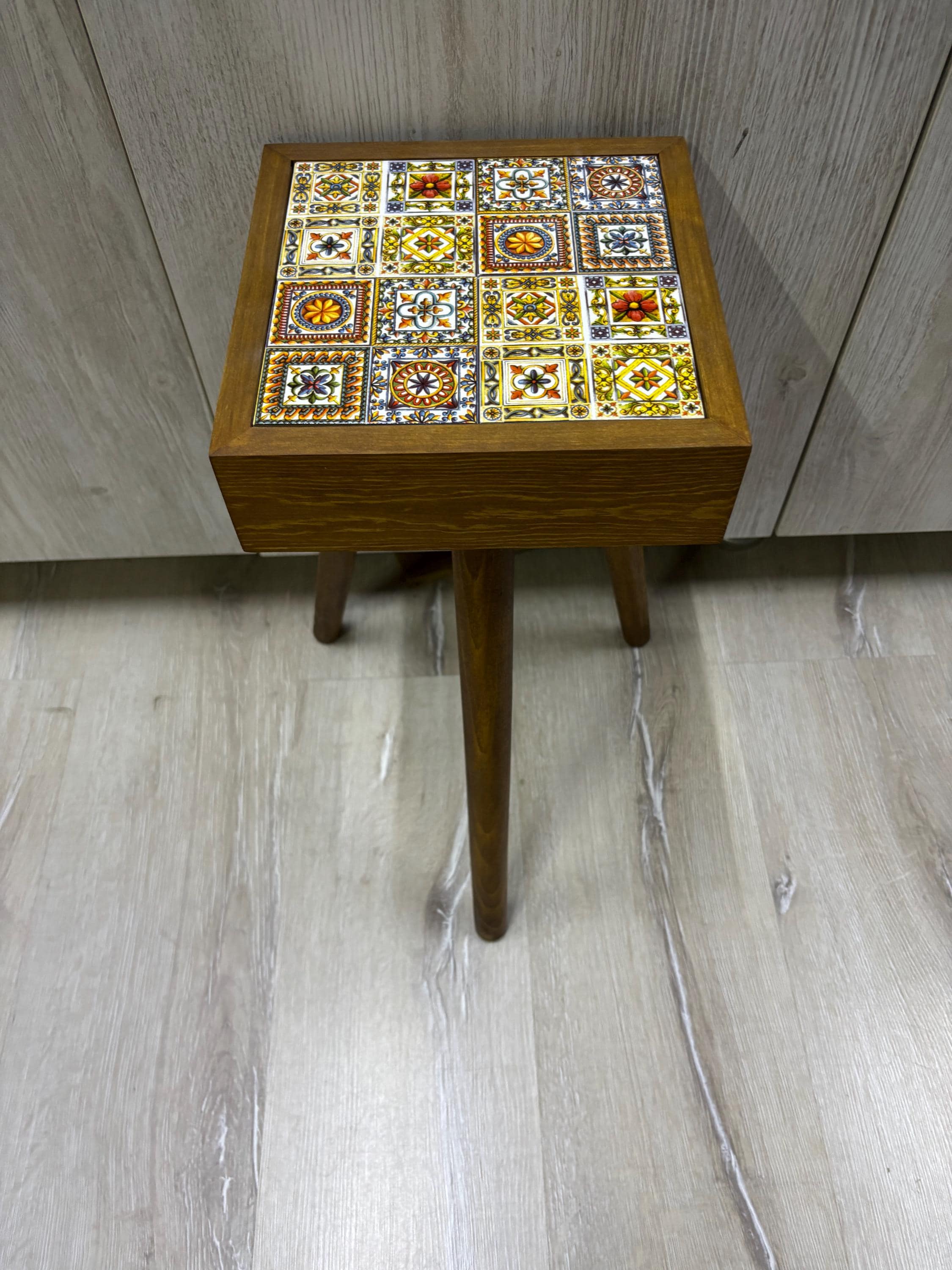 モザイクタイルコーヒーテーブルセット：パイン材リビングルーム家具