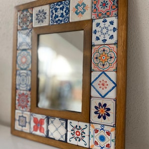 Pattern Azulejos Portugal Tile, Talavera Mirror, Mosaic Mirror, Spanish Tile Mirror, Vintage Home Decor, Vintage Mirror, Christmas Gifts image 4