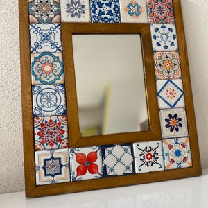 Pattern Azulejos Portugal Tile, Talavera Mirror, Mosaic Mirror, Spanish Tile Mirror, Vintage Home Decor, Vintage Mirror, Christmas Gifts image 5