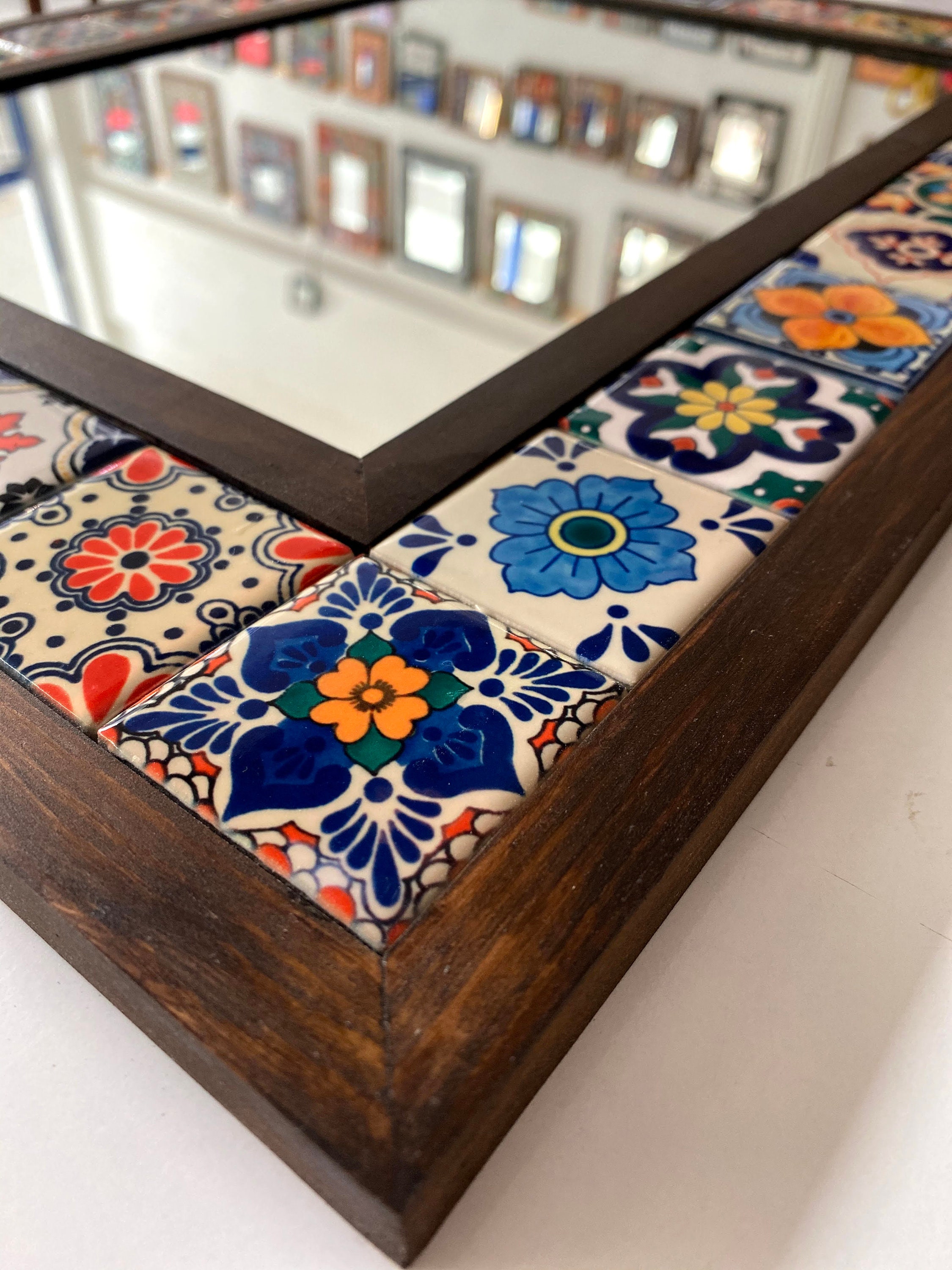 Mexican Tile Mirror Bohemian Mirror Mexican Tile Mosaic Etsy UK