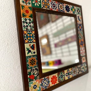 Mexican Mirror, Unique Mirror, Bohemian Mirror, Mosaic Mirror, Talavera Tile Mirror, Talavera Mirror, Art Deco Wall Mirror, Wall Art image 4