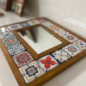 Pattern Azulejos Portugal Tile, Talavera Mirror, Mosaic Mirror, Spanish Tile Mirror, Vintage Home Decor, Vintage Mirror, Christmas Gifts image 3