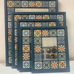 Mexican Tile Mirror, Decorative Wall Mirror, Tile Decorated Frame, Mexican Mirror, Wall Tile Decor, Bohemian Mirror, Mosaic Mirror, Gifts,