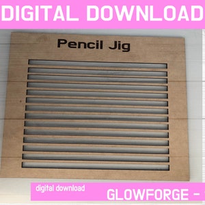 Pencil Jig SVG, download digital, download instantâneo, gravação de 12 lápis, arquivo Glowforge, lápis gabarito para cortador a laser, lápis gravados, SVG
