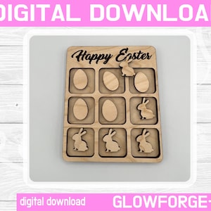 Easter Tic Tac Toe SVG, Laser Cut File, Tic Tac Toe, Bunny, Eggs, Glowforge Cut File, Glowforge, Glowforge file,