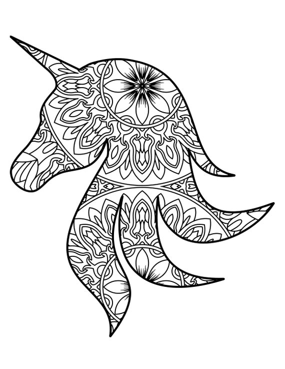 Magical Unicorn Mandala Coloring Page Etsy