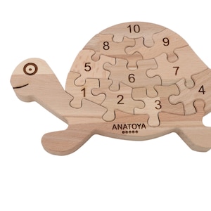 Turtle Numbers Puzzle - Wooden Puzzle Turtle - Wooden Puzzles for Toddlers - Wooden Number Puzzle - Preschool Puzzles - Toddler Puzzles