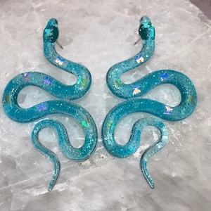 Butterfly Blue Snake Earrings Handmade Resin Snake Earrings