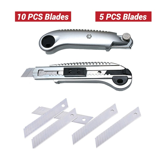 Utility Knife Box Cutter Retractable Lock Razor With 5 Sharp Blades Quick  Change, for Cartons, Cardboard, Boxes, High-strength Razor Blades 