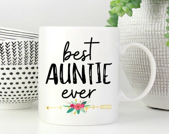 Best Auntie Ever Mug, Two-Toned Ceramic, Aunt Gift