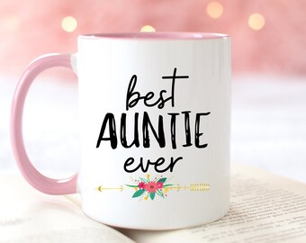 Best Aunt Ever Coffee Mug, Two-Toned Ceramic, New Aunt Gift