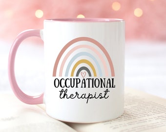 Occupational Therapist Mug, Rainbow Design, Two Toned 11oz