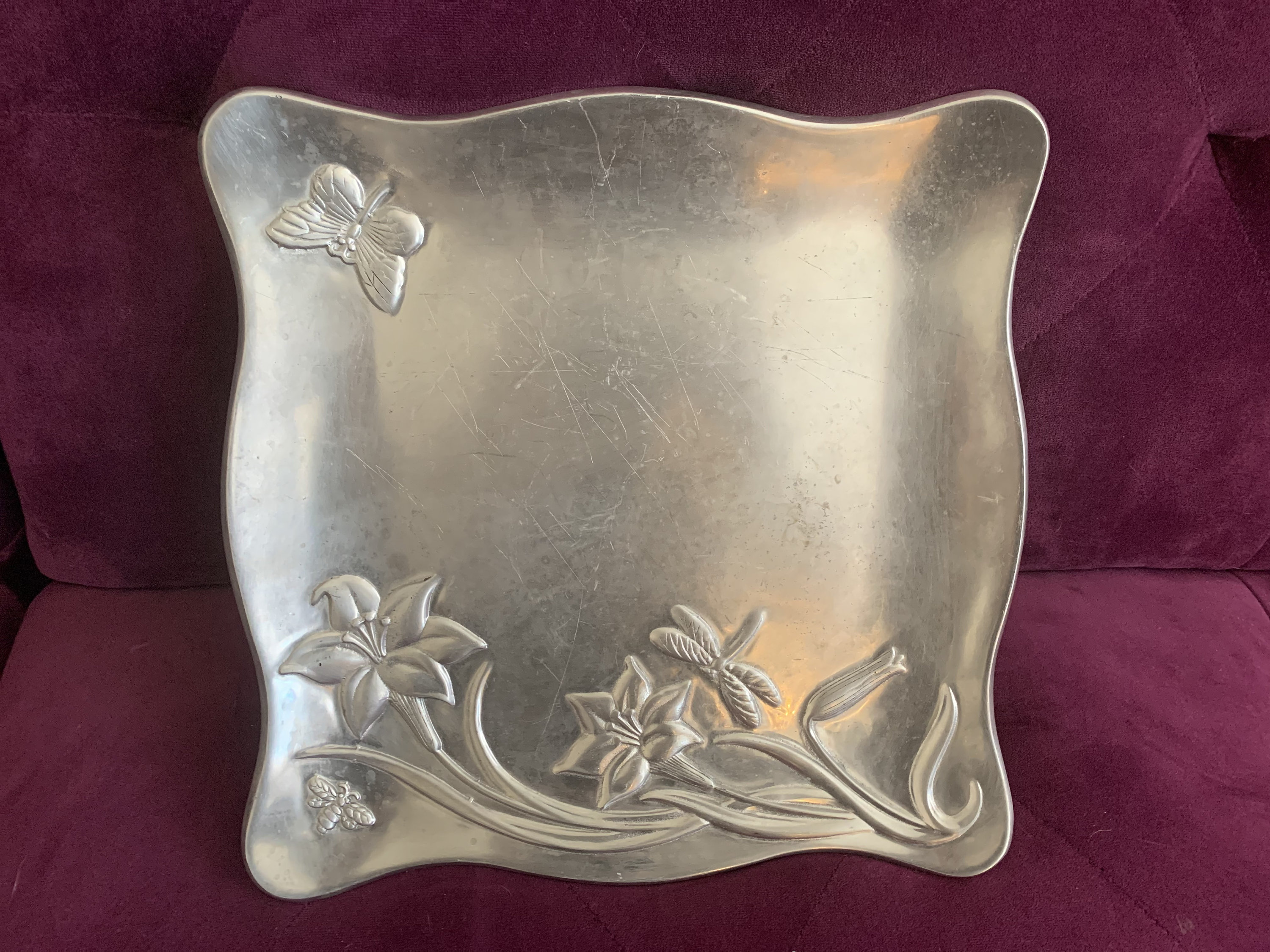 Vintage Lenox Pewter Serving Tray Has Butterfly Dragonfly Etsy