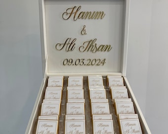 Personalized Chocolate Box Gold | with Name Engagement Wedding Date Baptism Acrylic Plexi Madlen Kids Chocolate Boxes