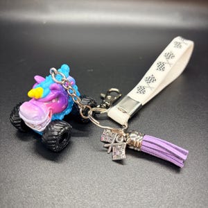Custom Monster Jam Mini Keychain: Silicone Strap Bag Clip for Diecast Collectors. DM for unlisted characters and availability. Sparkle Smash