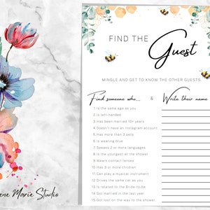 Bee Honey Find the Guest Shower Game - Instant Download of Unique, Printable Cards