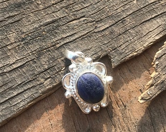 Natural Lapis Lazuli Handmade Pendant - 925 Sterling Solid Silver Pendant - September Birthstone Pendant for Gift, Gemstone Pendant Gift