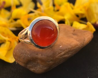 Beautiful Round Red Onyx Ring,Perfect Women’s Gift Ring,Solid 925 Stering Silver Onyx Ring,Gift for her,Handmade Jewelry,Natural Onyx Ring