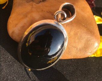 Natural Black Onyx Pendant-Handmade Silver Pendant-925 Sterling Silver Pendant-Designer Black Onyx Pendant-December Birthstone Pendant Gift