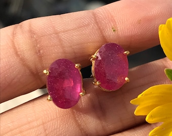 925 sterlingzilveren robijnrode oorbellen, handgemaakte oorbellen, bruidsmeisjes sieraden, robijn vergulde oorbellen, bruidsoorbellen-cadeau