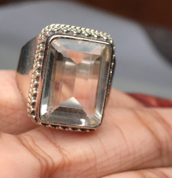 Silver Crystal Rings, Quartz Healing Gemstone Birthstone Rings For Women  Opalite