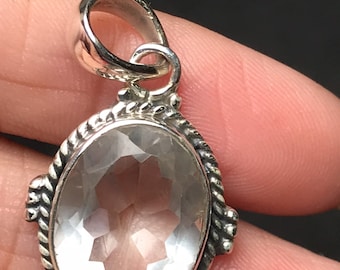 925 Sterling Silver Gemstone Necklace Pendant | Crystal Quartz Silver Pendant | Designer Crystal Handmade Pendant For Women Gift Idea