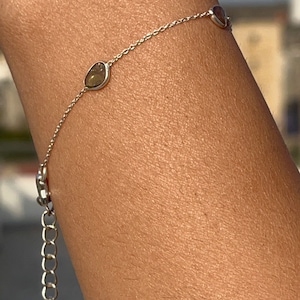 925 sterling Silver Real Gemstone Chain Bracelet, Delicate Tourmaline Bracelet For Her, stress Relief Dainty Womens Bracelet, Birthday Gift