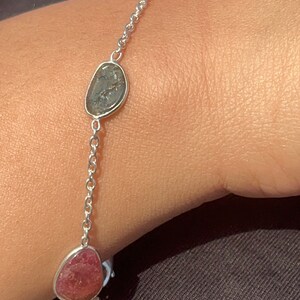 925 Sterling Silver Multi Tourmaline Bracelet, Handmade Bracelet, Silver 925 Bracelet, Adjustable Chain Gift for Her,8 Inches Bracelet