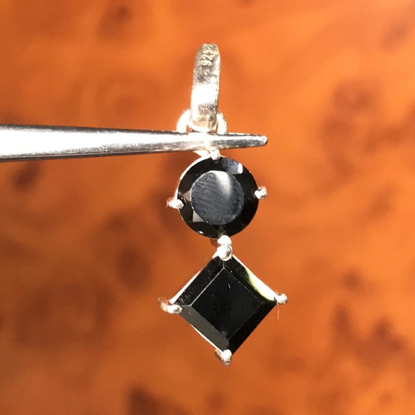 Black Spinel Pendant Etsy