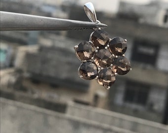 Ciondolo in quarzo fumé naturale - Ciondolo in argento sterling 925 - Ciondolo in quarzo fumé fatto a mano - Ciondolo da donna - Ciondolo importante - Idea regalo